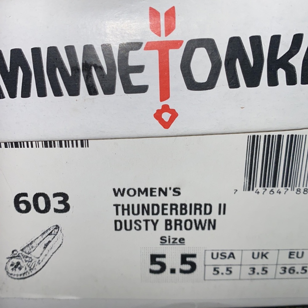 AUTH NIB MINNETONKA THUNDERBIRD MOCCASINS DUSTY BROWN - Picture 8 of 12